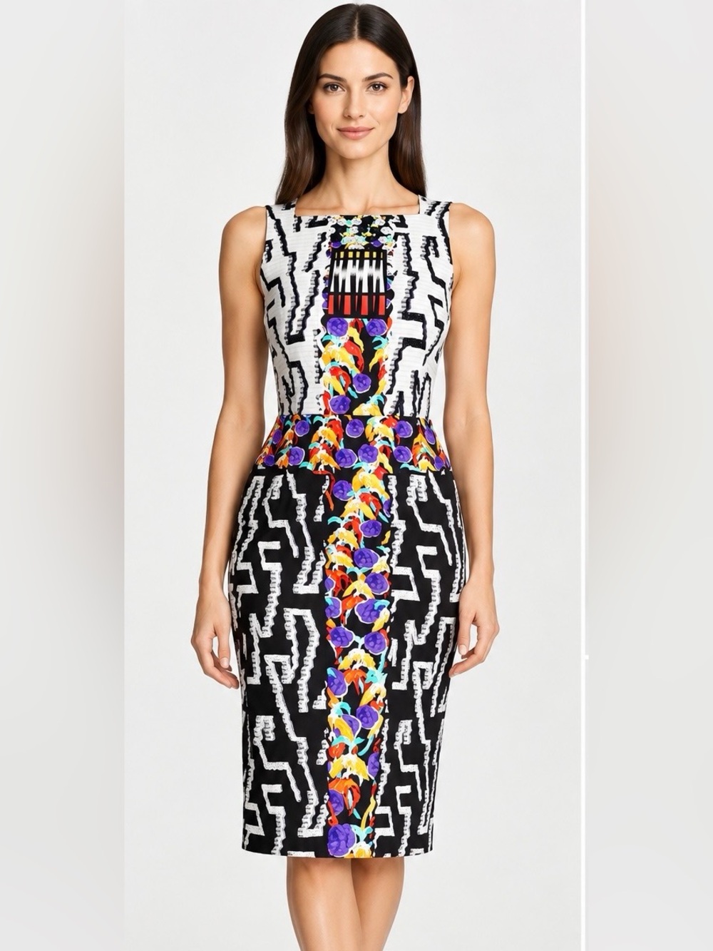 Peter Pilotto Kia DR96 Printed Sheath Dress US 4 Multicolor Designer